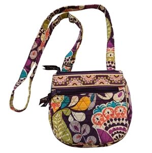 Vera Bradley Purple and Green Crossbody Bag with Adjustable Strap